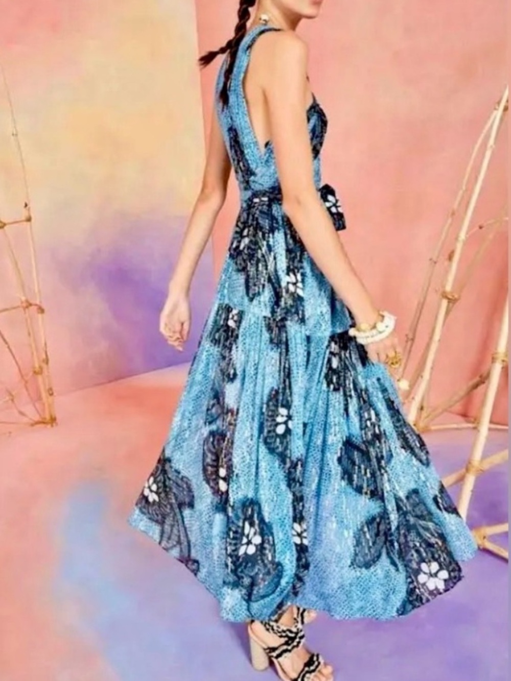 πΊπHPππΊ NWT Ulla Johnson Adora Silk Chiffon Midi Dress Sky - Picture 7 of 17